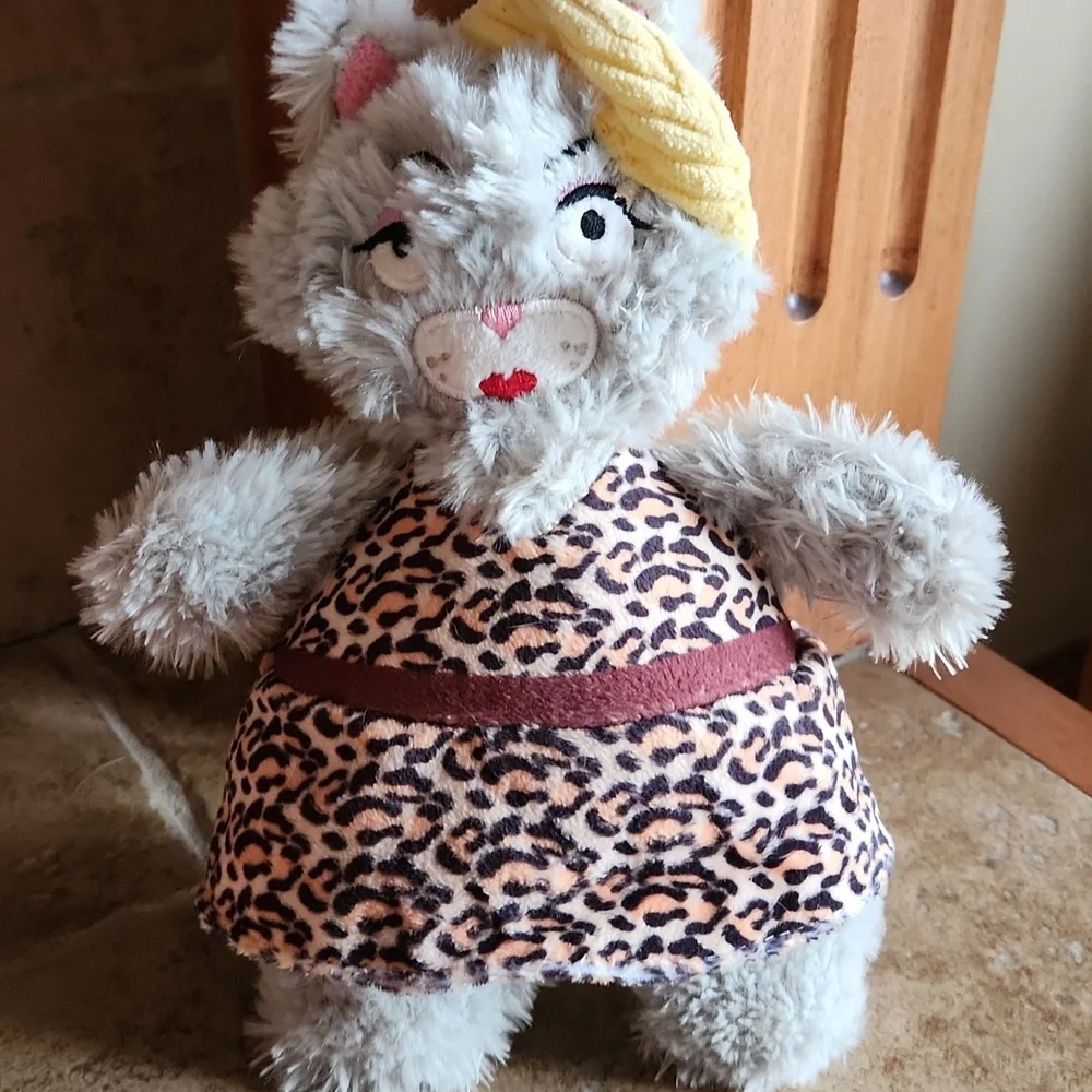 BARK Gray Cat Doll in Leopard Dress and Sting Ray Dog Toys